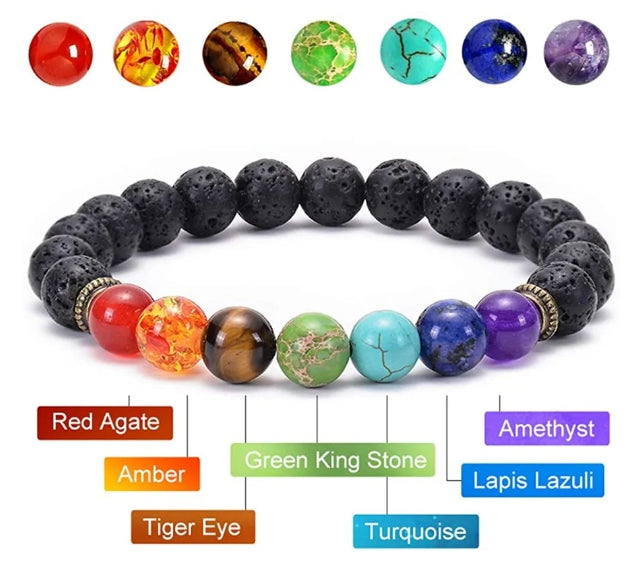 Pulsera 7 Chakras de piedra de lava|Paga 1 Lleva 2